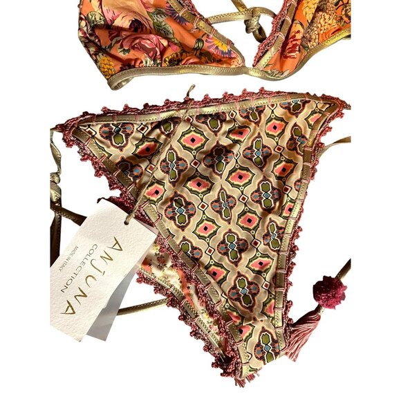 Anjuna Reversible Bikini Carina Mix Fiore Rosa Floral Medium Made In Italy $438 - Picture 10 of 12